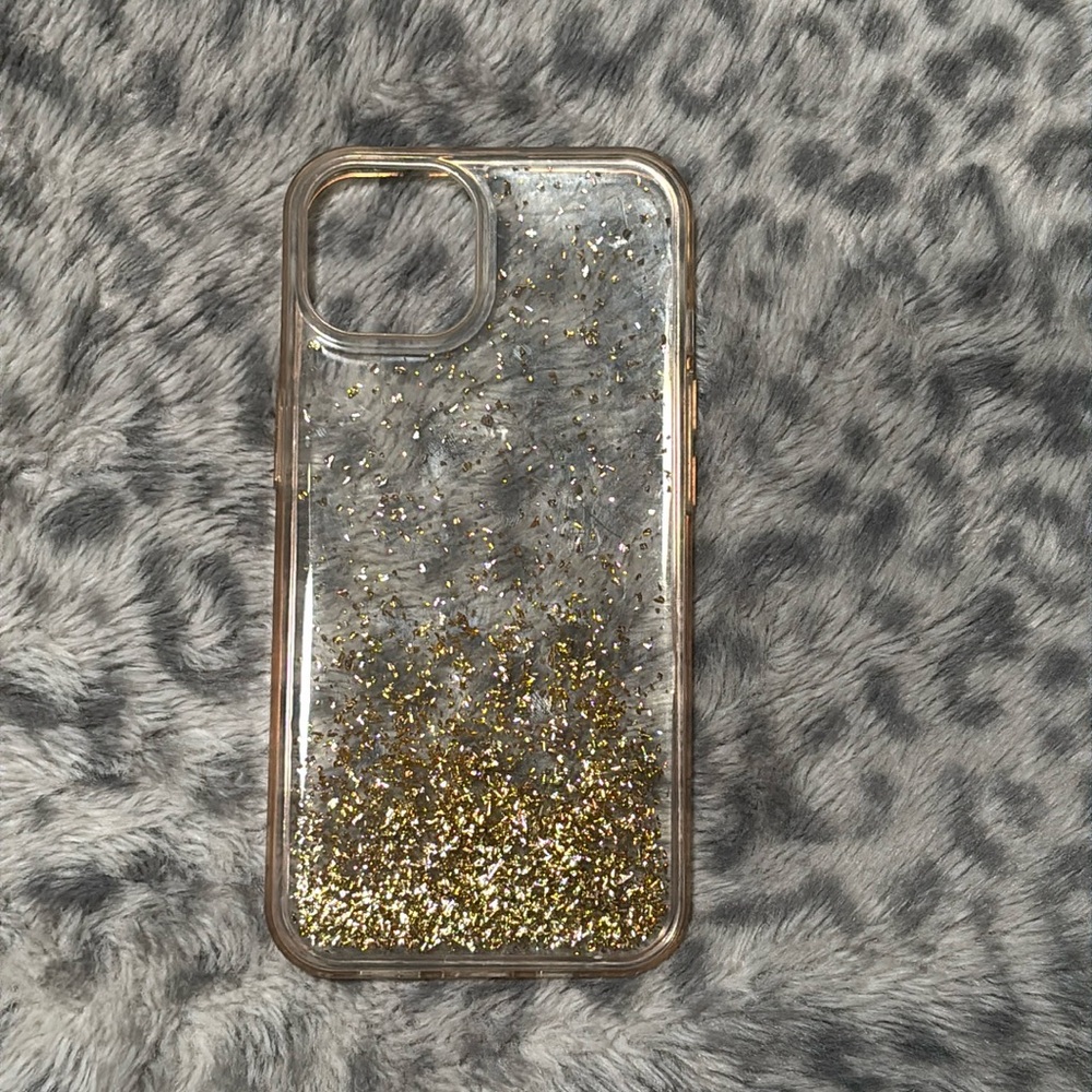 Used iPhone 13 clear / gold sparkle case